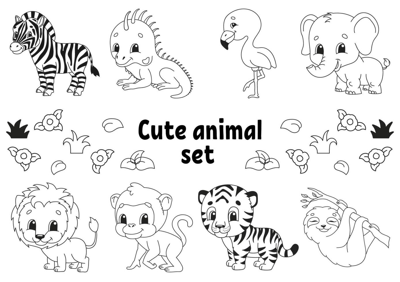 Coloring page for kids. Animal theme. Digital stamp. Cartoon style character. Vector illustration isolated on white background.