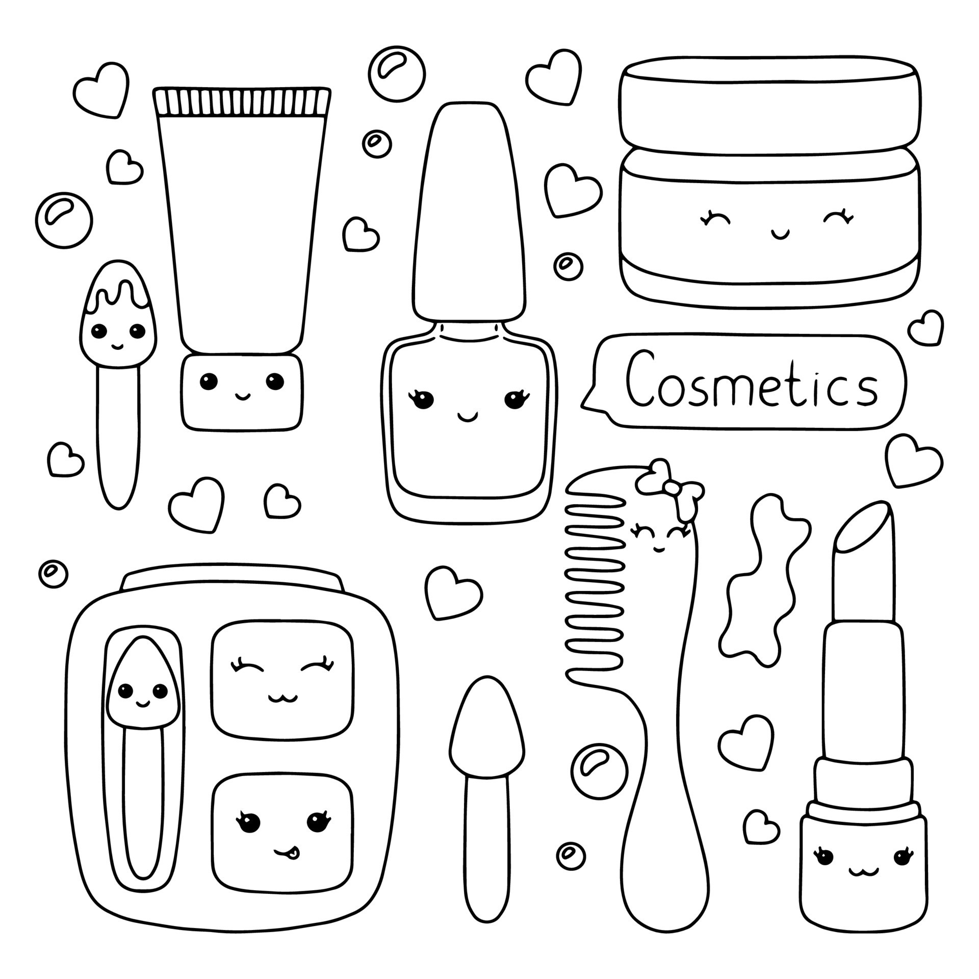 Kids Cosmetics Theme Cartoon Style