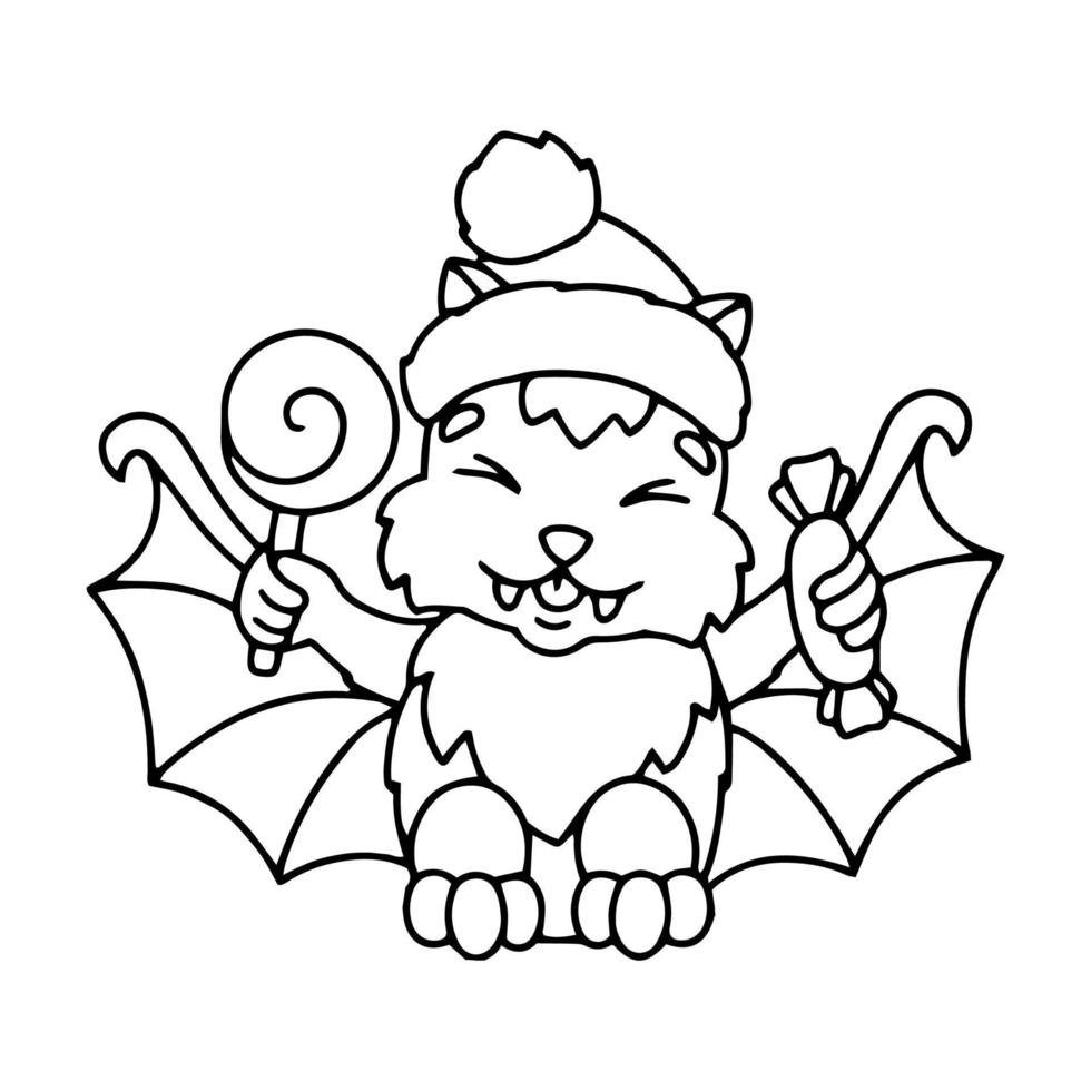 lindo murciélago página de libro para colorear para niños. personaje de estilo de dibujos animados. ilustración vectorial aislado sobre fondo blanco. vector