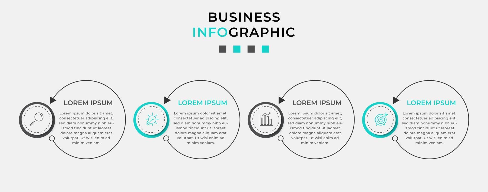 Vector Infographic design business template with icons and 4 options or steps. Can be used for process diagram, presentations, workflow layout, banner, flow chart, info graph
