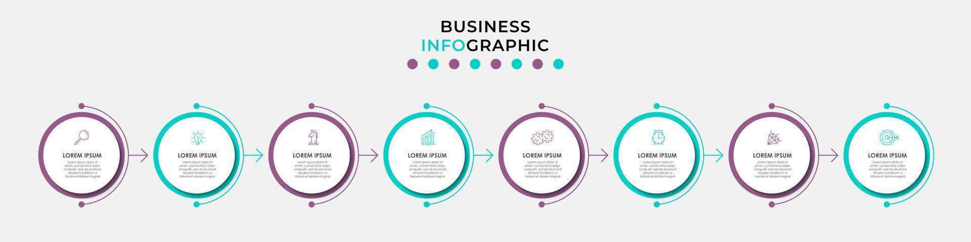 Vector Infographic design business template with icons and 8 options or steps. Can be used for process diagram, presentations, workflow layout, banner, flow chart, info graph