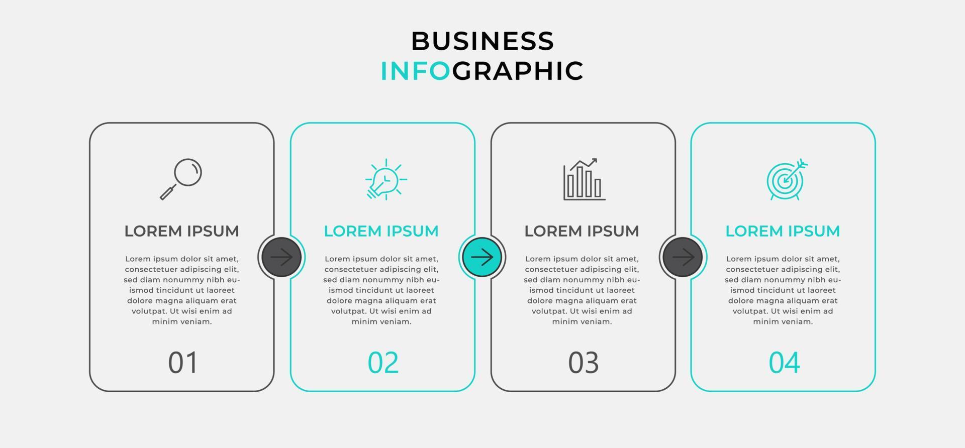 Vector Infographic design business template with icons and 4 options or steps. Can be used for process diagram, presentations, workflow layout, banner, flow chart, info graph
