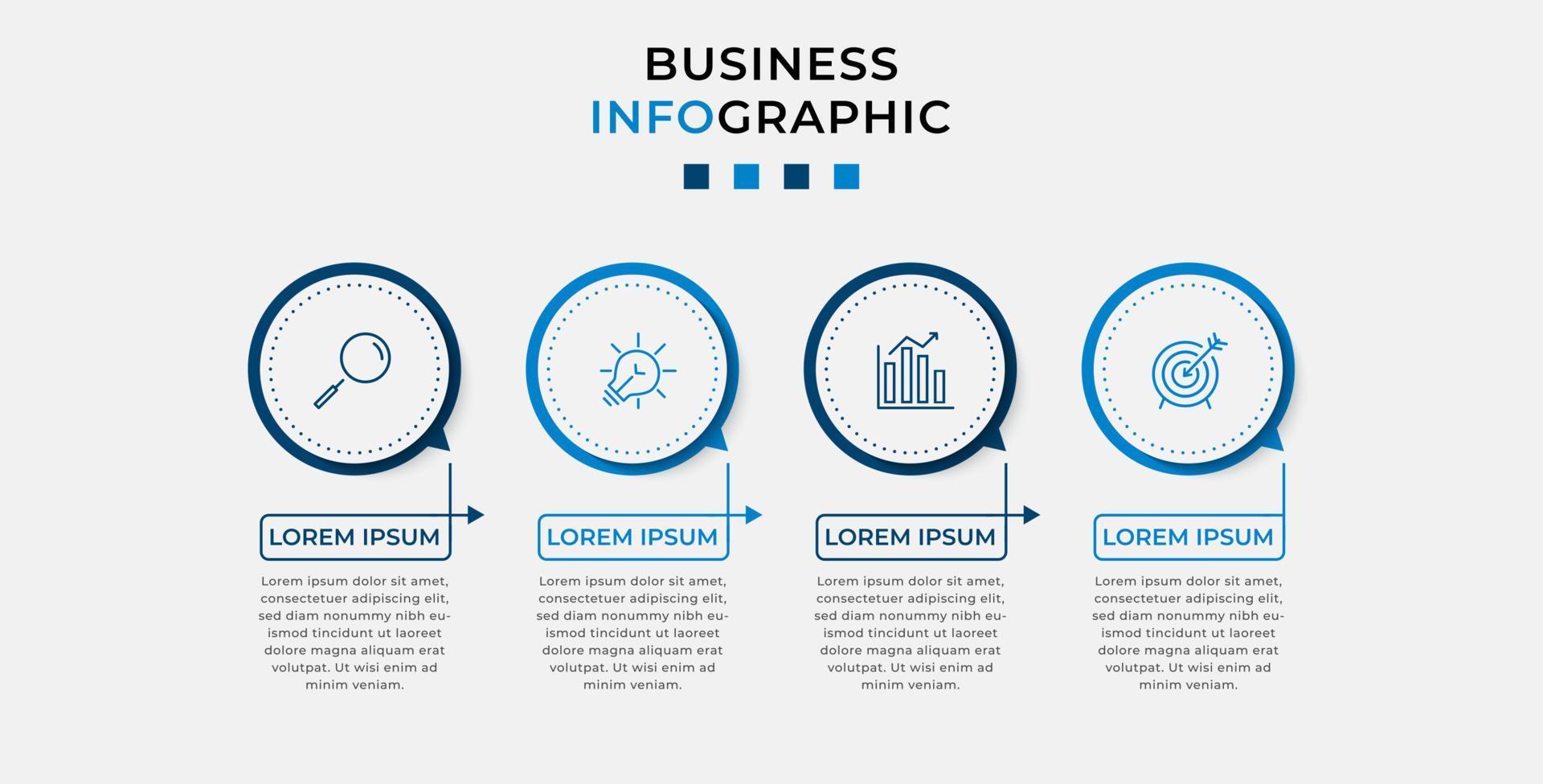 Vector Infographic design business template with icons and 4 options or steps. Can be used for process diagram, presentations, workflow layout, banner, flow chart, info graph