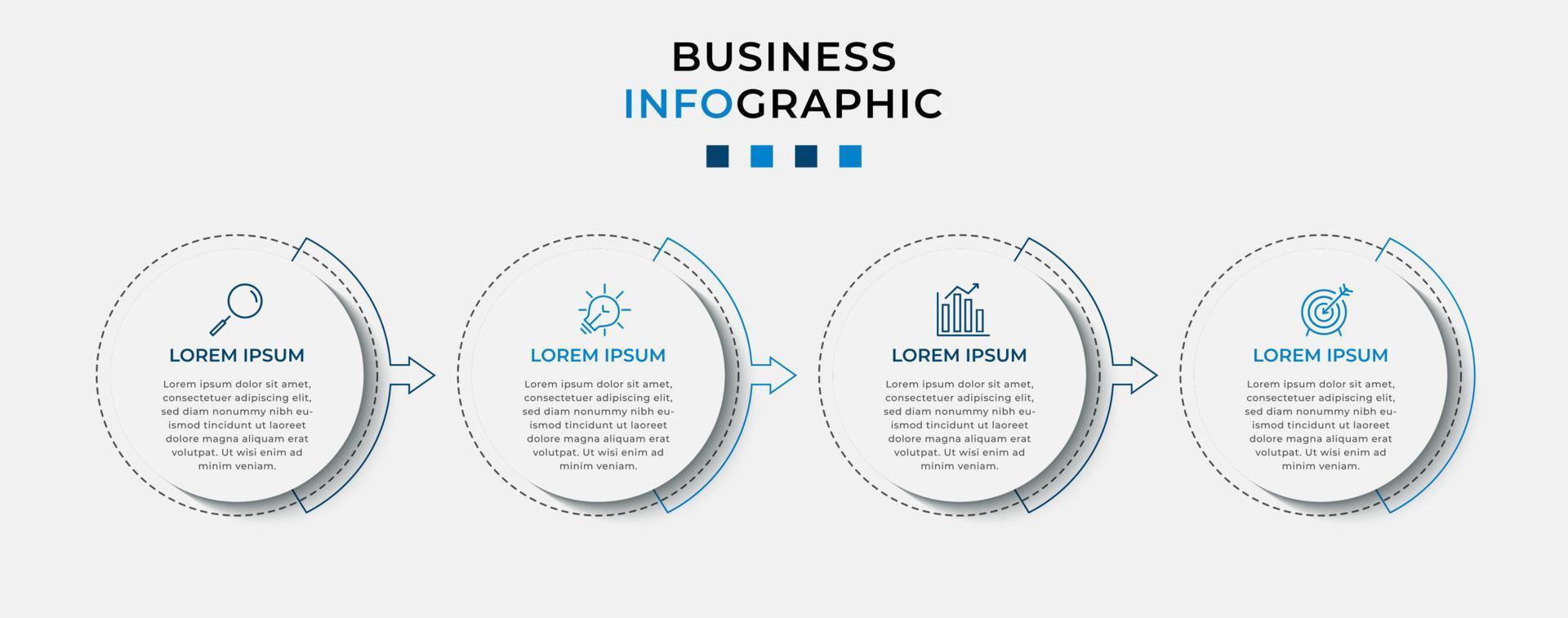 Vector Infographic design business template with icons and 4 options or steps. Can be used for process diagram, presentations, workflow layout, banner, flow chart, info graph