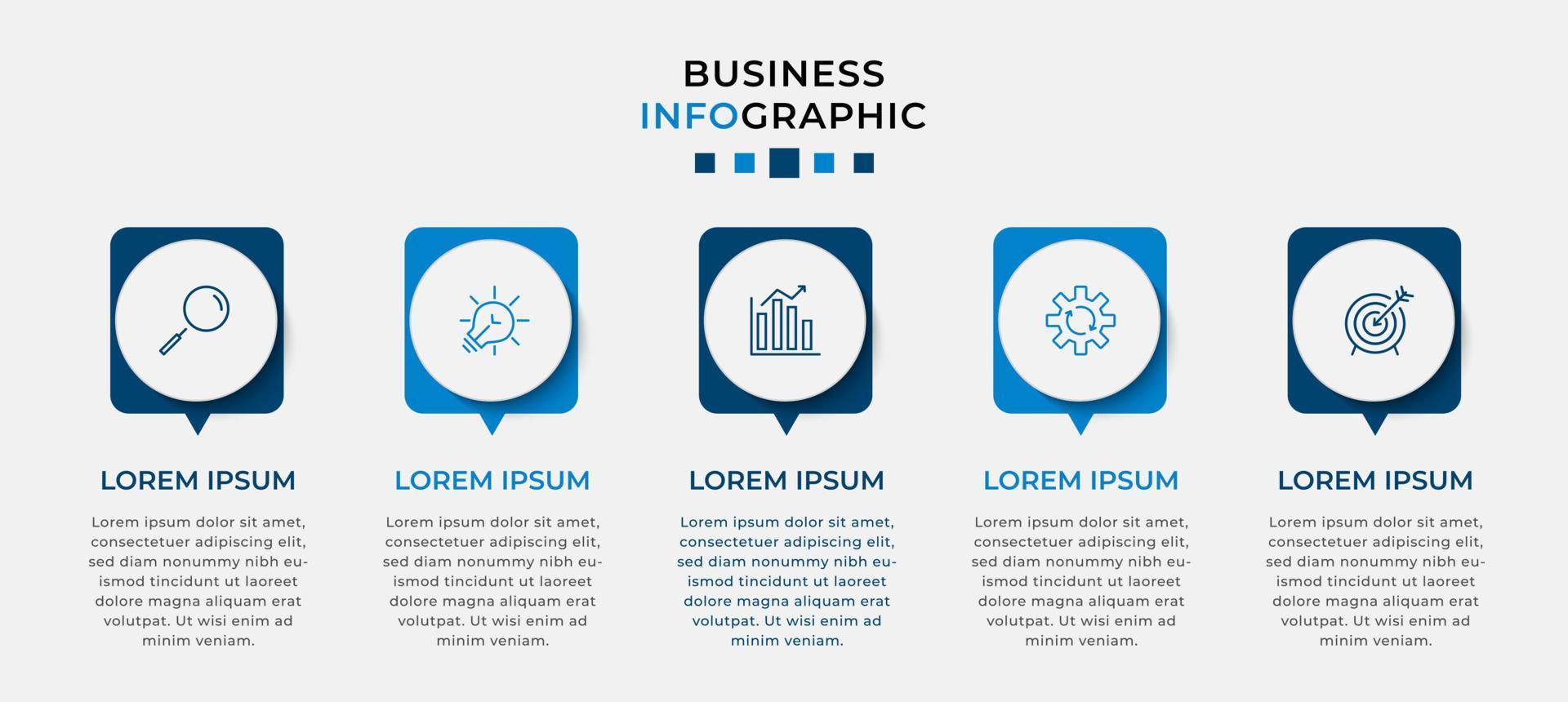 Vector Infographic design business template with icons and 5 options or steps. Can be used for process diagram, presentations, workflow layout, banner, flow chart, info graph