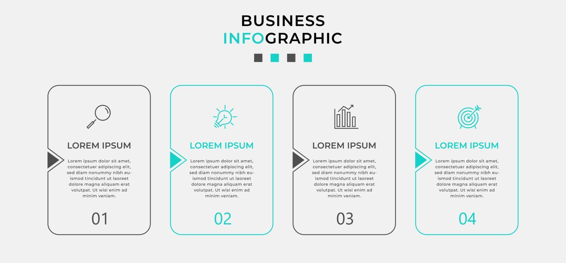 Vector Infographic design business template with icons and 4 options or steps. Can be used for process diagram, presentations, workflow layout, banner, flow chart, info graph