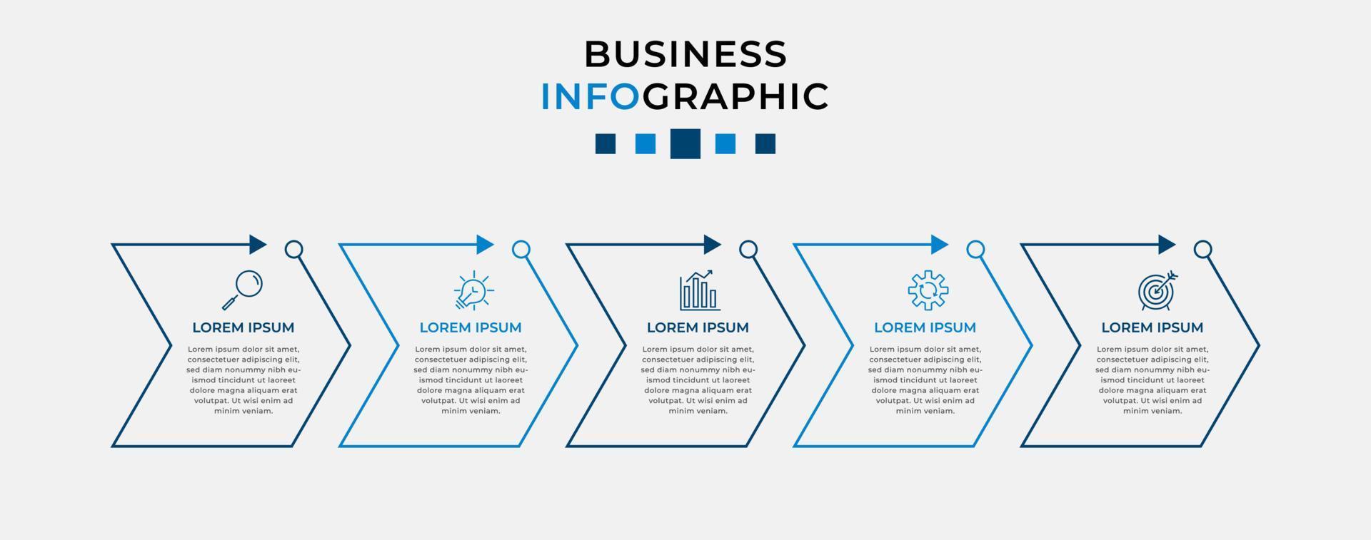 Vector Infographic design business template with icons and 5 options or steps. Can be used for process diagram, presentations, workflow layout, banner, flow chart, info graph