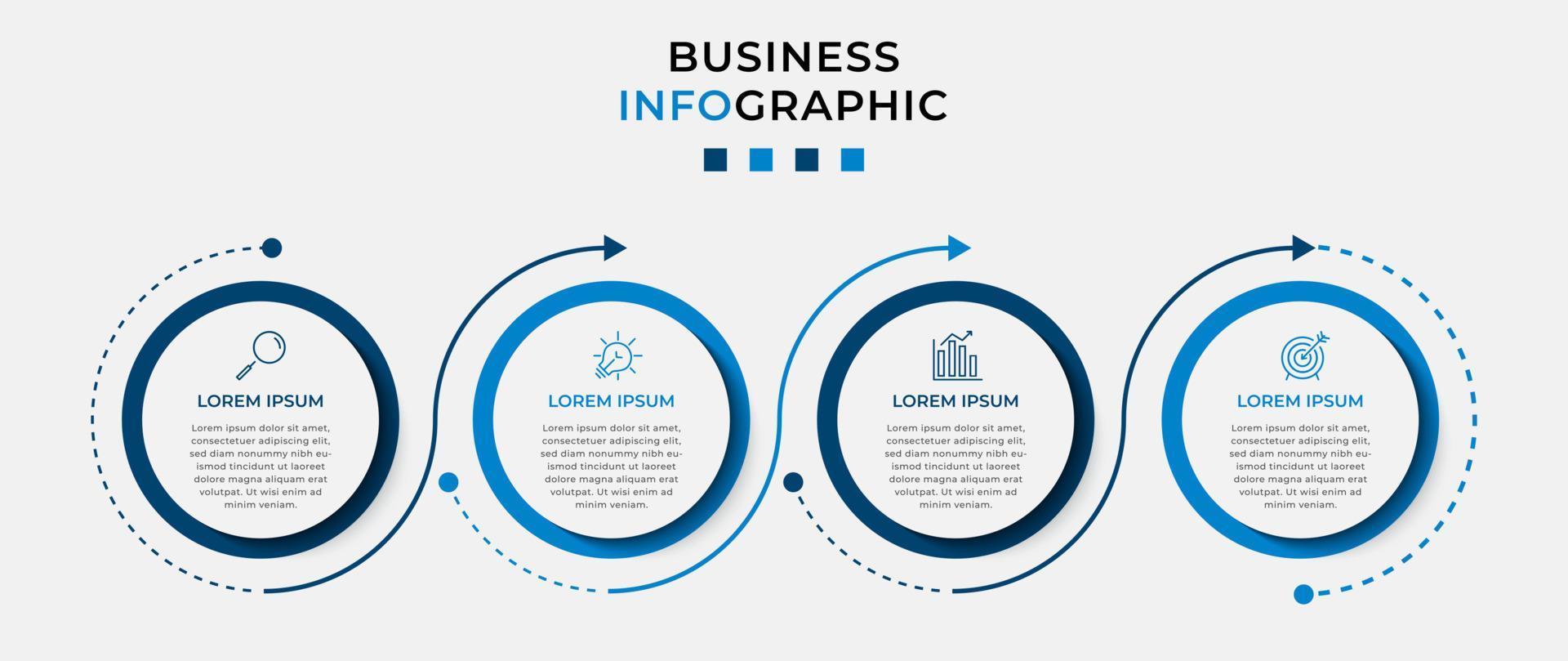 Vector Infographic design business template with icons and 4 options or steps. Can be used for process diagram, presentations, workflow layout, banner, flow chart, info graph