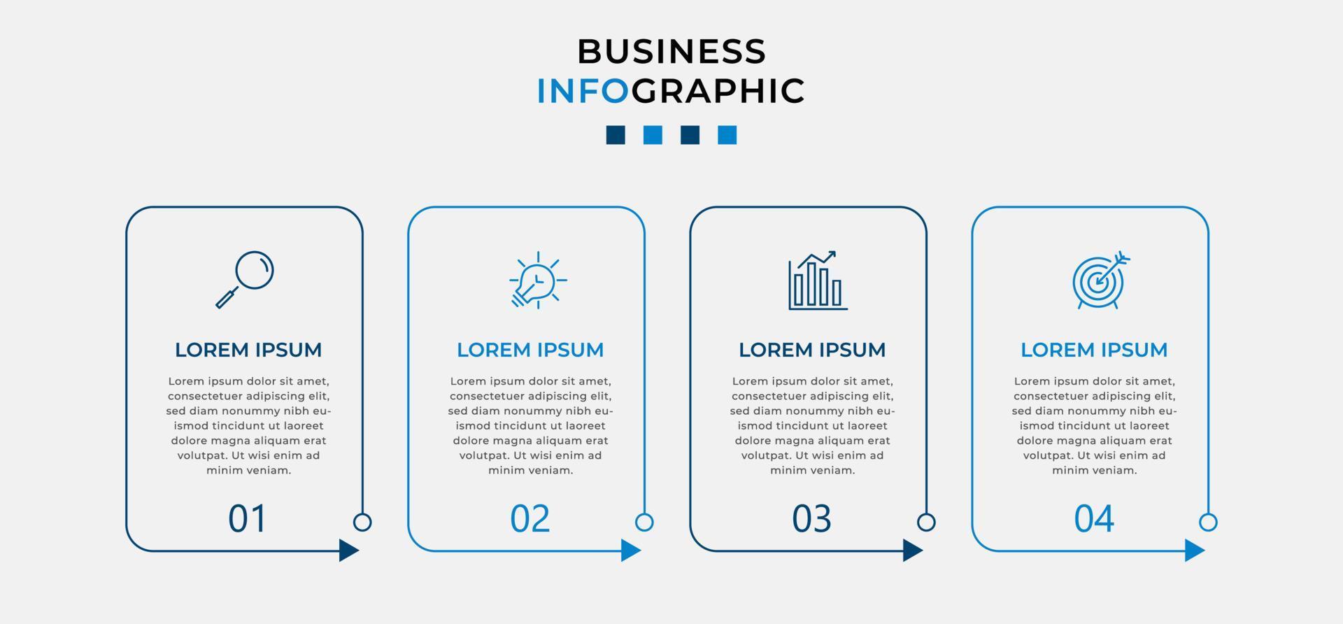 Vector Infographic design business template with icons and 4 options or steps. Can be used for process diagram, presentations, workflow layout, banner, flow chart, info graph