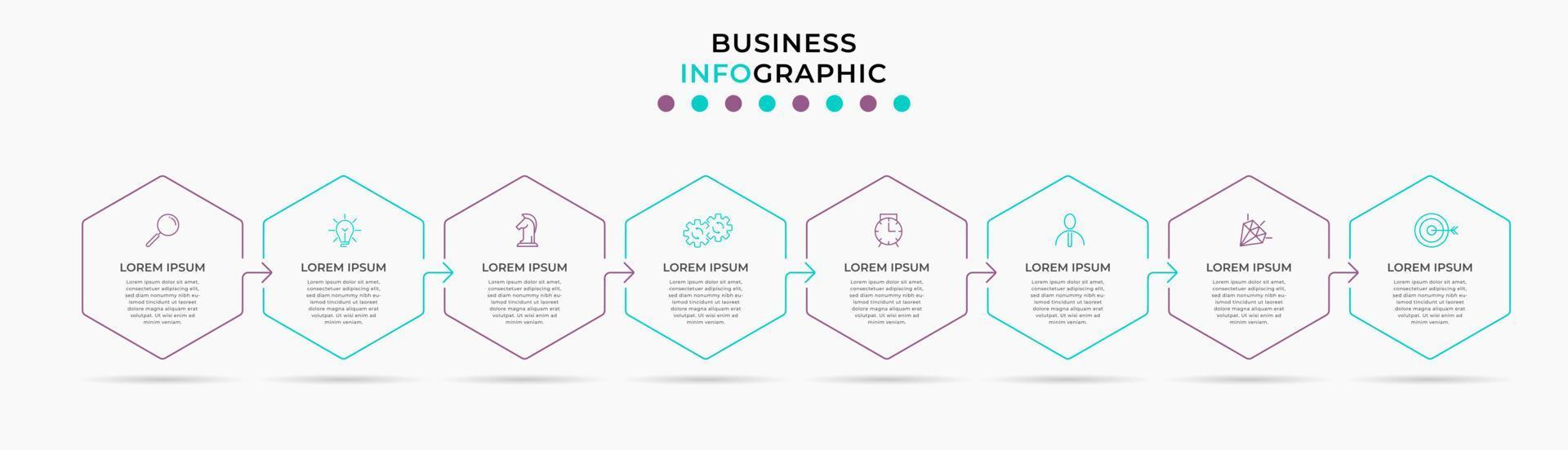 Vector Infographic design business template with icons and 8 options or steps. Can be used for process diagram, presentations, workflow layout, banner, flow chart, info graph