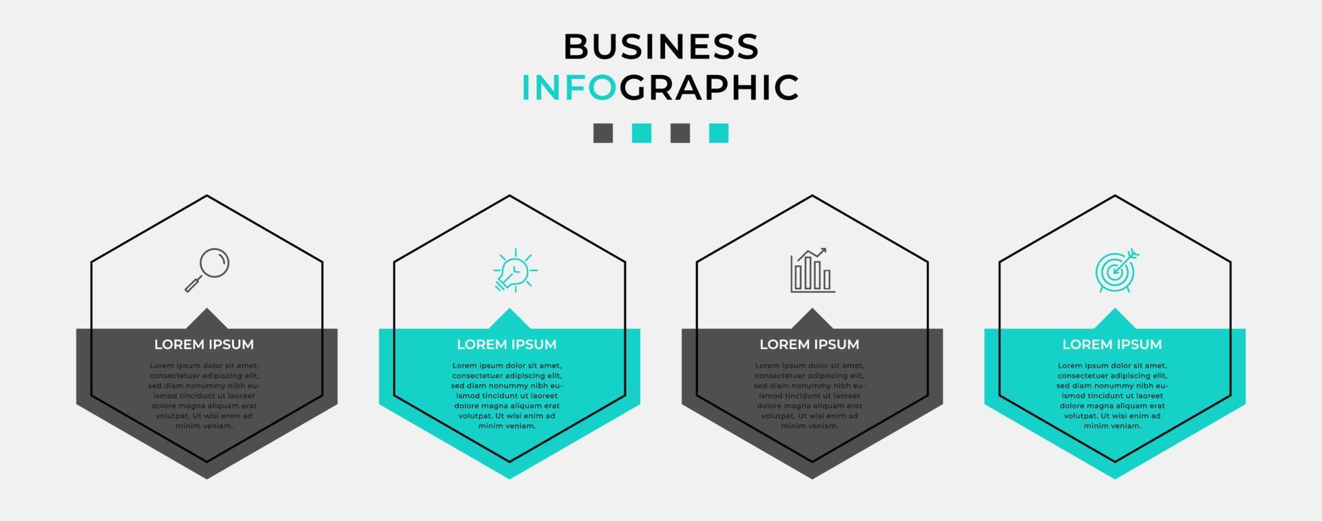 Vector Infographic design business template with icons and 4 options or steps. Can be used for process diagram, presentations, workflow layout, banner, flow chart, info graph