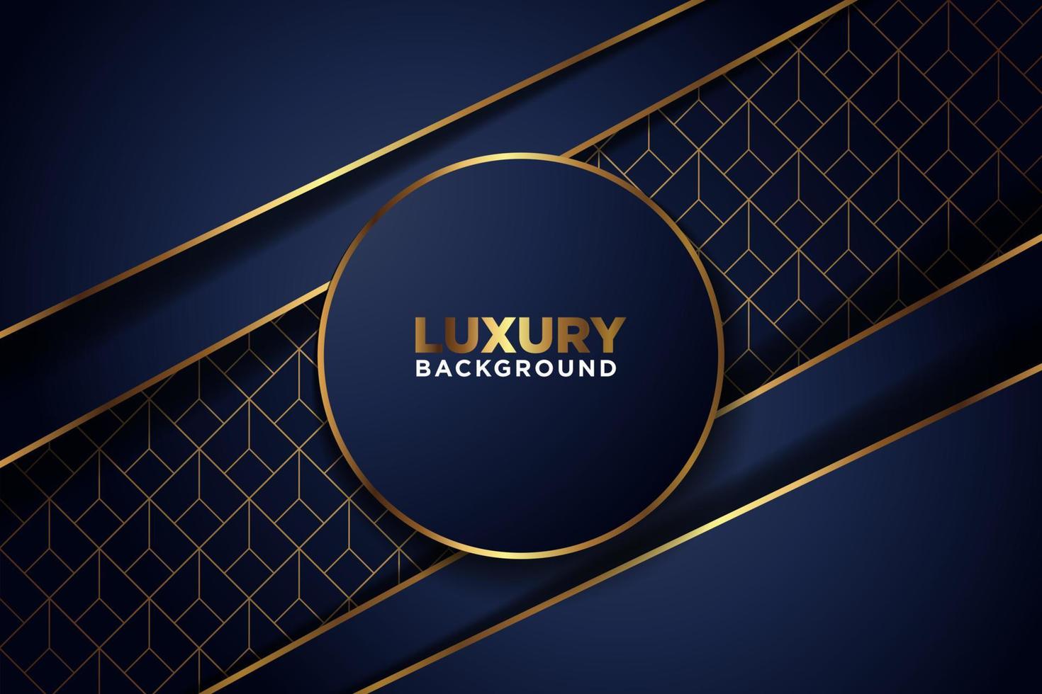 luxurious dark navy gold line arrow overlap with rectagle mesh pattern combination background. elegant modern futuristic technology background vector illustration