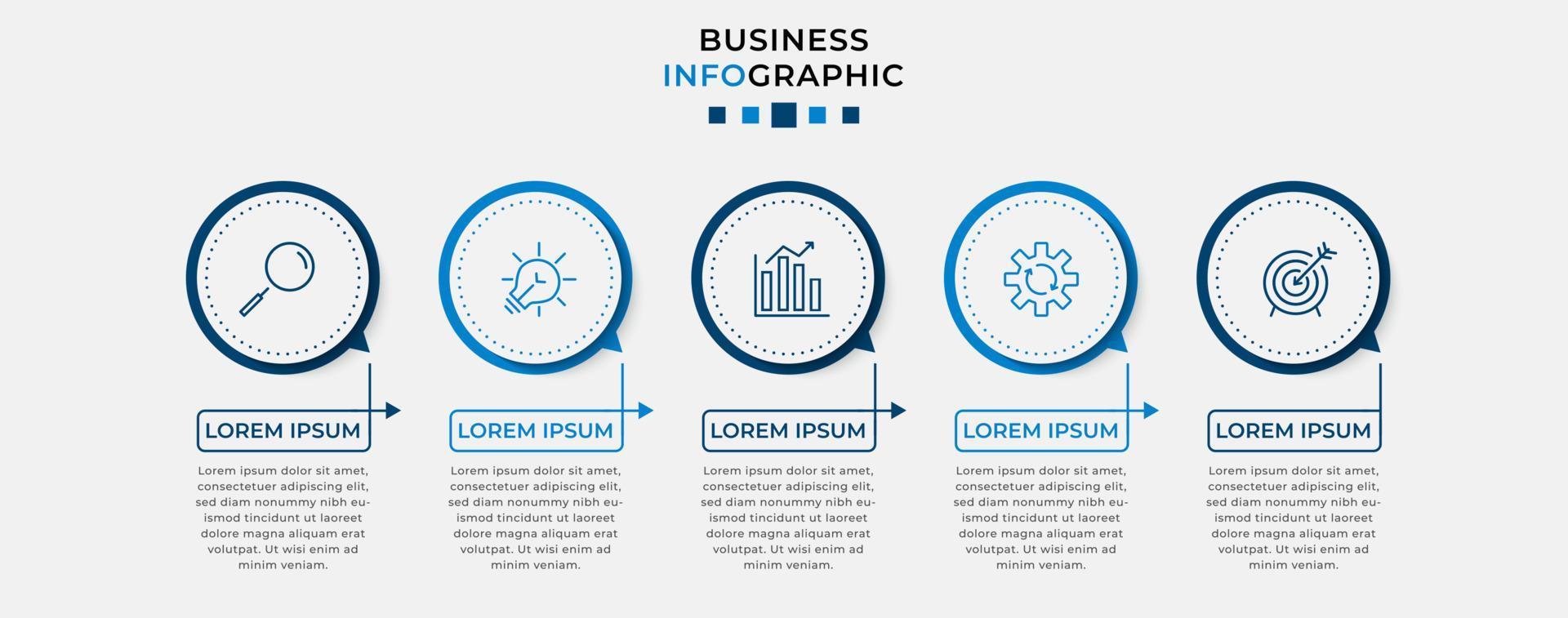 Vector Infographic design business template with icons and 5 options or steps. Can be used for process diagram, presentations, workflow layout, banner, flow chart, info graph