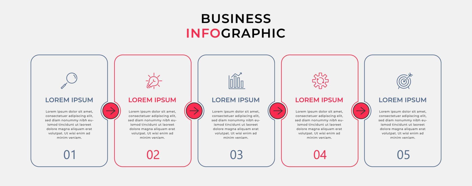 Vector Infographic design business template with icons and 5 options or steps.  Can be used for process diagram, presentations, workflow layout, banner, flow chart, info graph