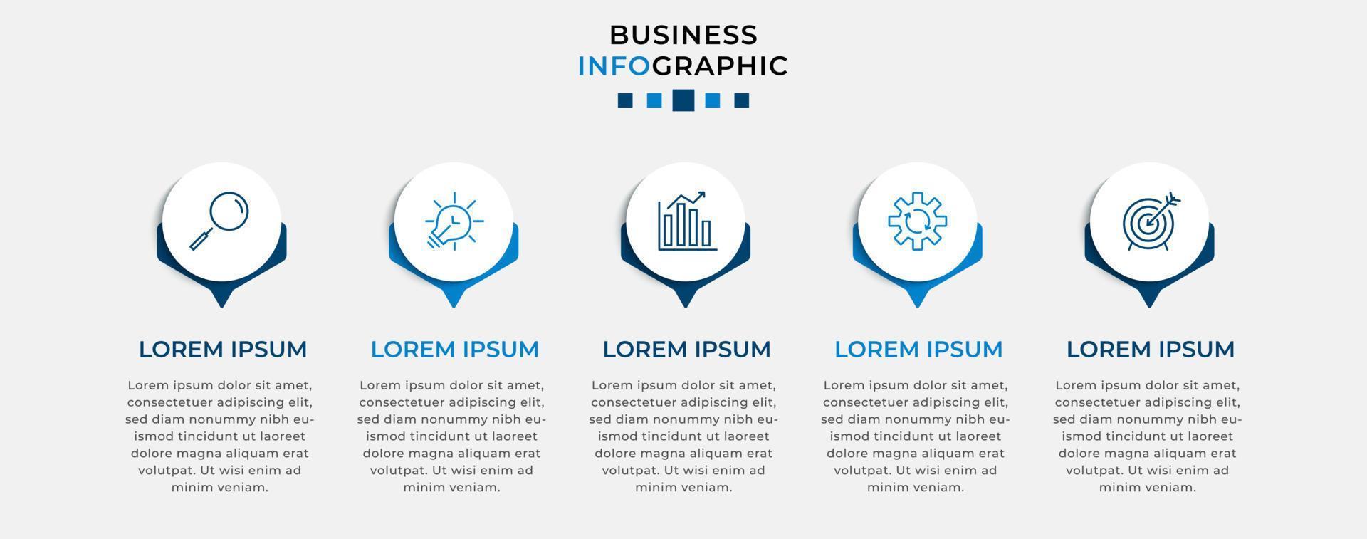 Vector Infographic design business template with icons and 5 options or steps. Can be used for process diagram, presentations, workflow layout, banner, flow chart, info graph
