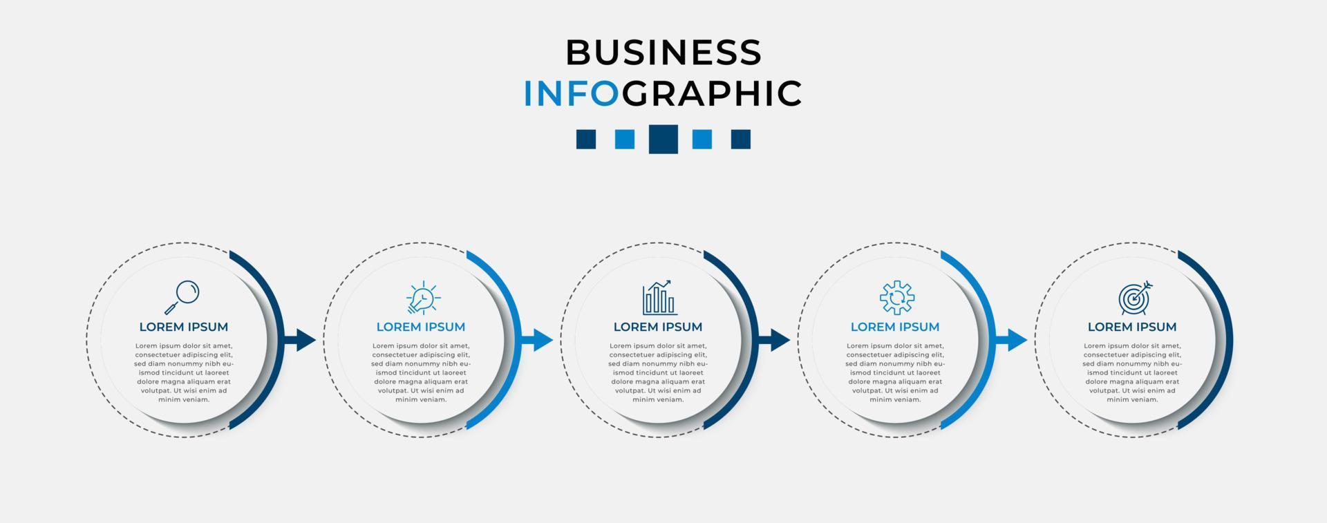 Vector Infographic design business template with icons and 5 options or steps. Can be used for process diagram, presentations, workflow layout, banner, flow chart, info graph