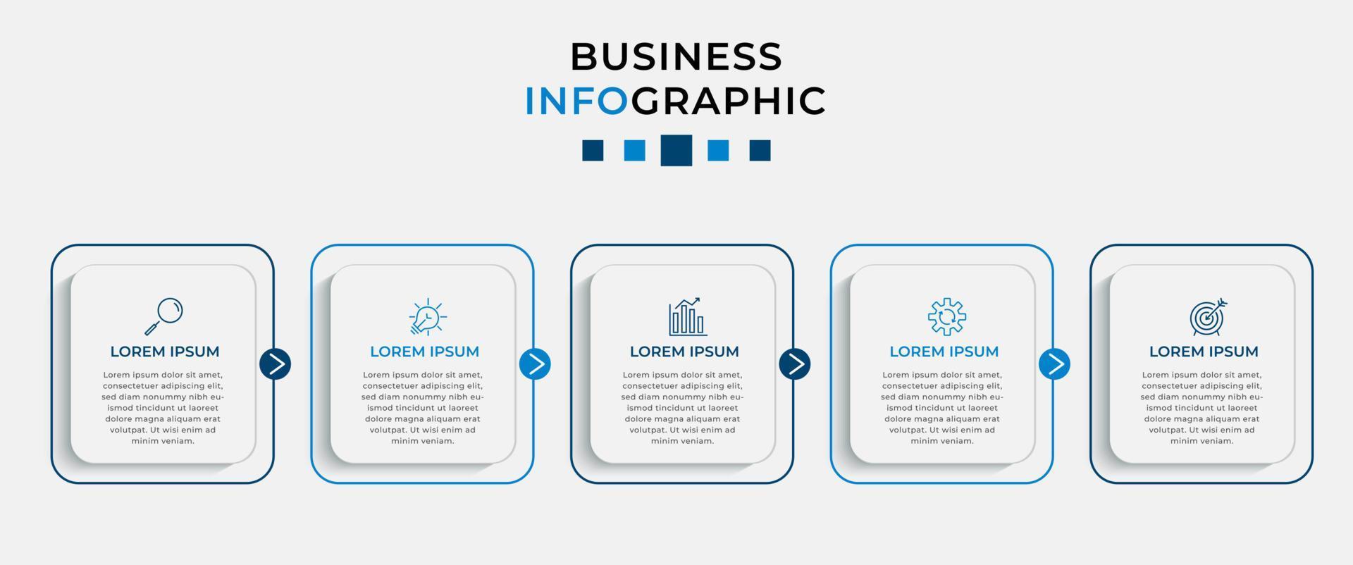 Vector Infographic design business template with icons and 5 options or steps. Can be used for process diagram, presentations, workflow layout, banner, flow chart, info graph