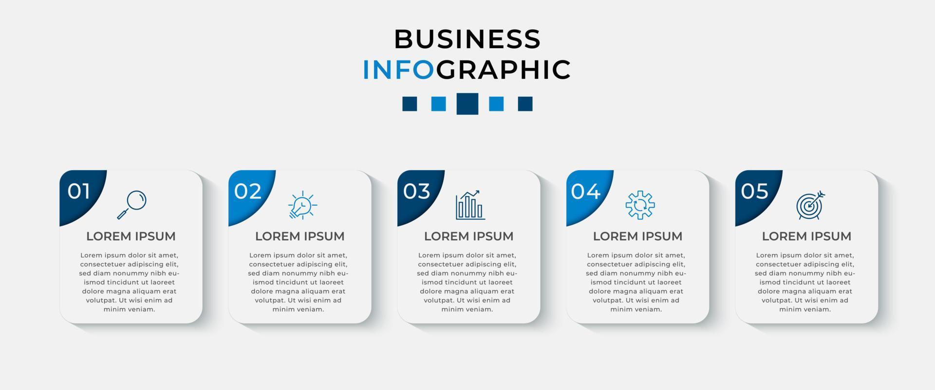 Vector Infographic design business template with icons and 5 options or steps. Can be used for process diagram, presentations, workflow layout, banner, flow chart, info graph