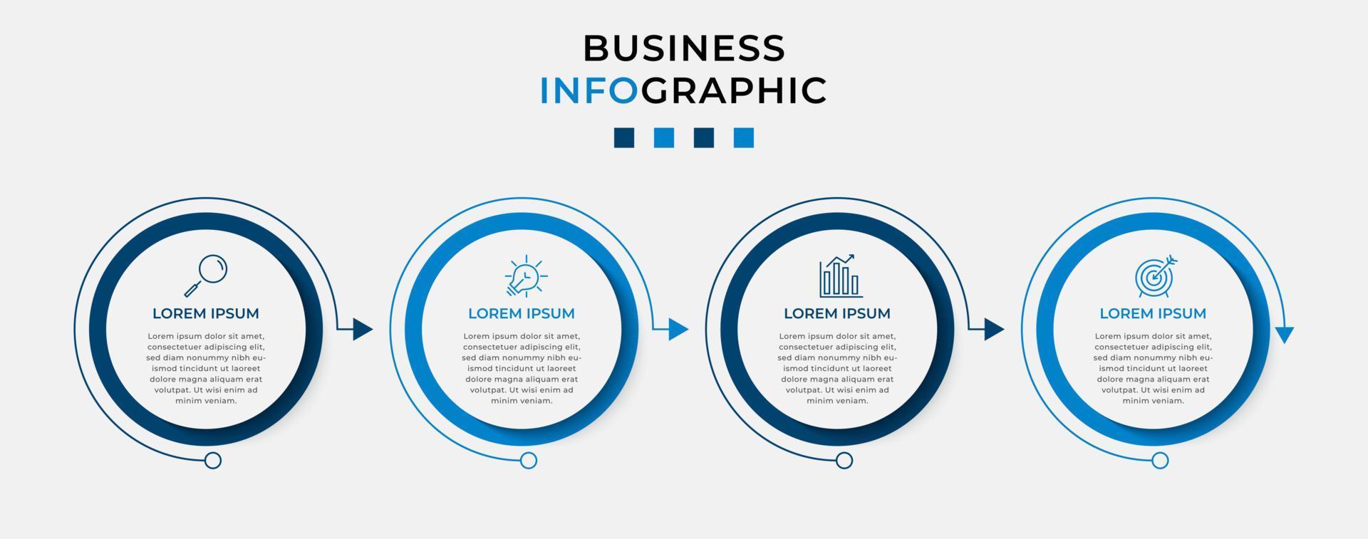 Vector Infographic design business template with icons and 4 options or steps. Can be used for process diagram, presentations, workflow layout, banner, flow chart, info graph