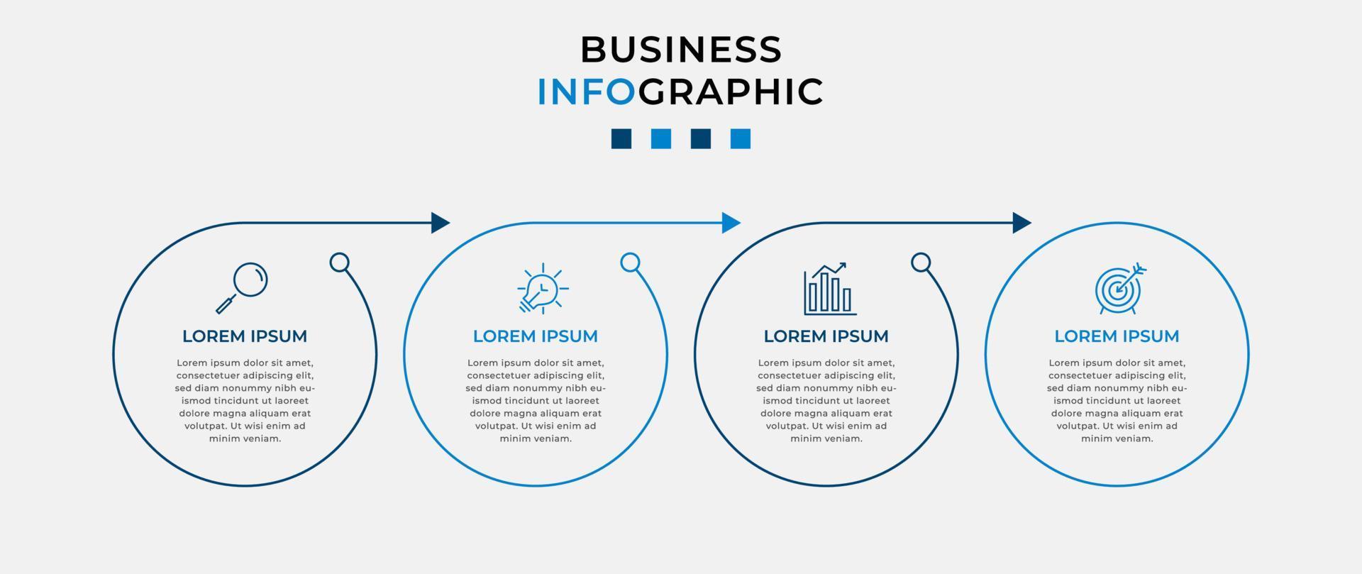 Vector Infographic design business template with icons and 4 options or steps. Can be used for process diagram, presentations, workflow layout, banner, flow chart, info graph