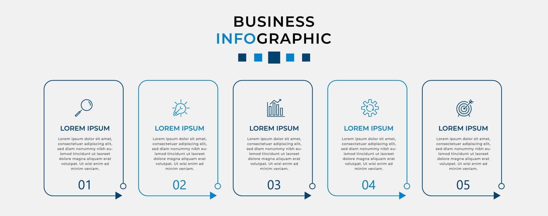 Vector Infographic design business template with icons and 5 options or steps. Can be used for process diagram, presentations, workflow layout, banner, flow chart, info graph