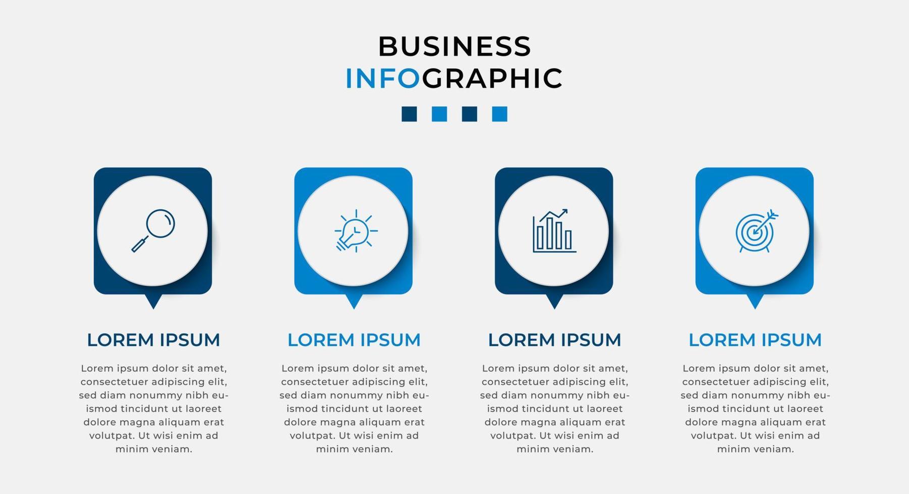 Vector Infographic design business template with icons and 4 options or steps. Can be used for process diagram, presentations, workflow layout, banner, flow chart, info graph