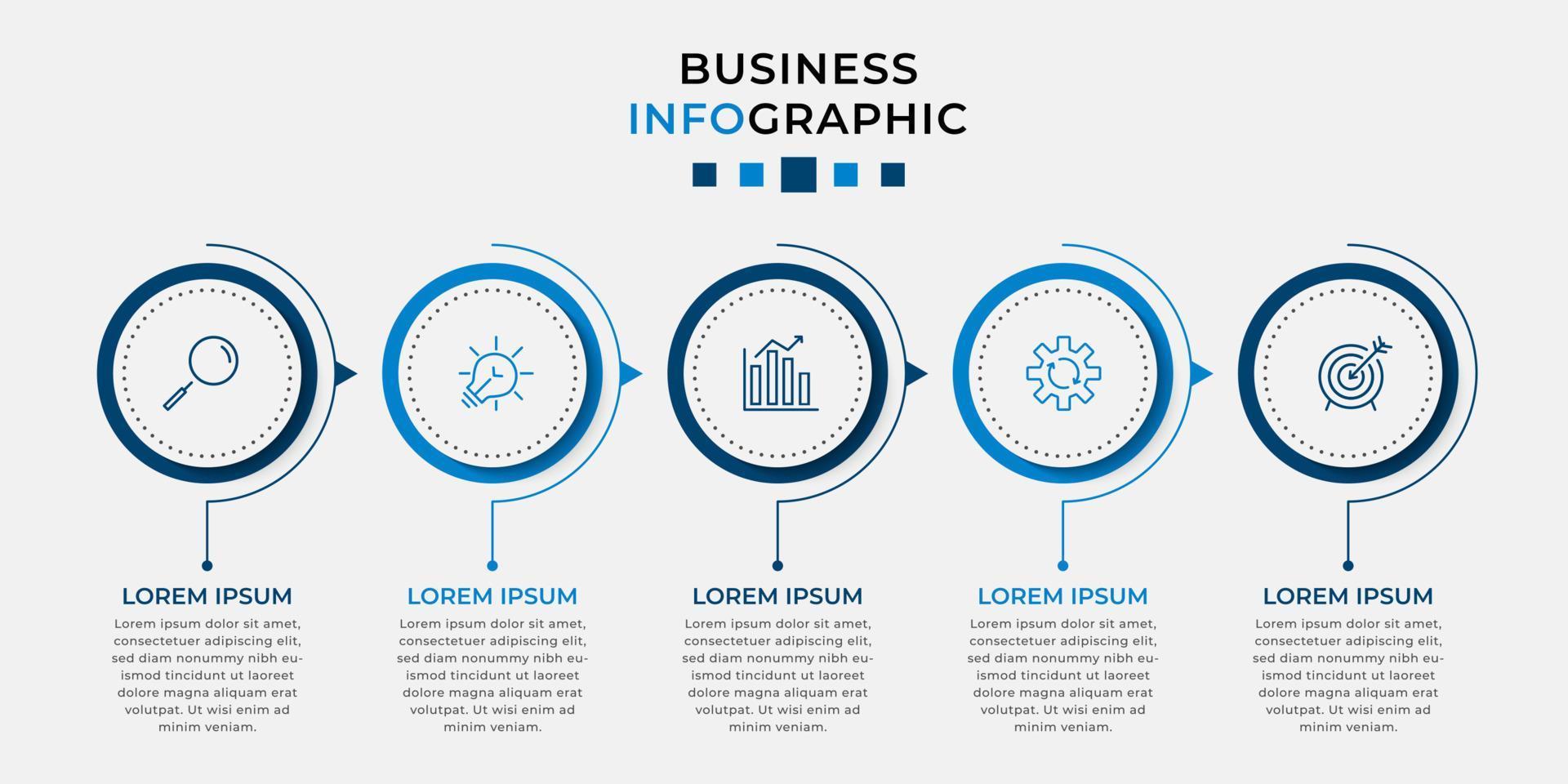 Vector Infographic design business template with icons and 5 options or steps. Can be used for process diagram, presentations, workflow layout, banner, flow chart, info graph