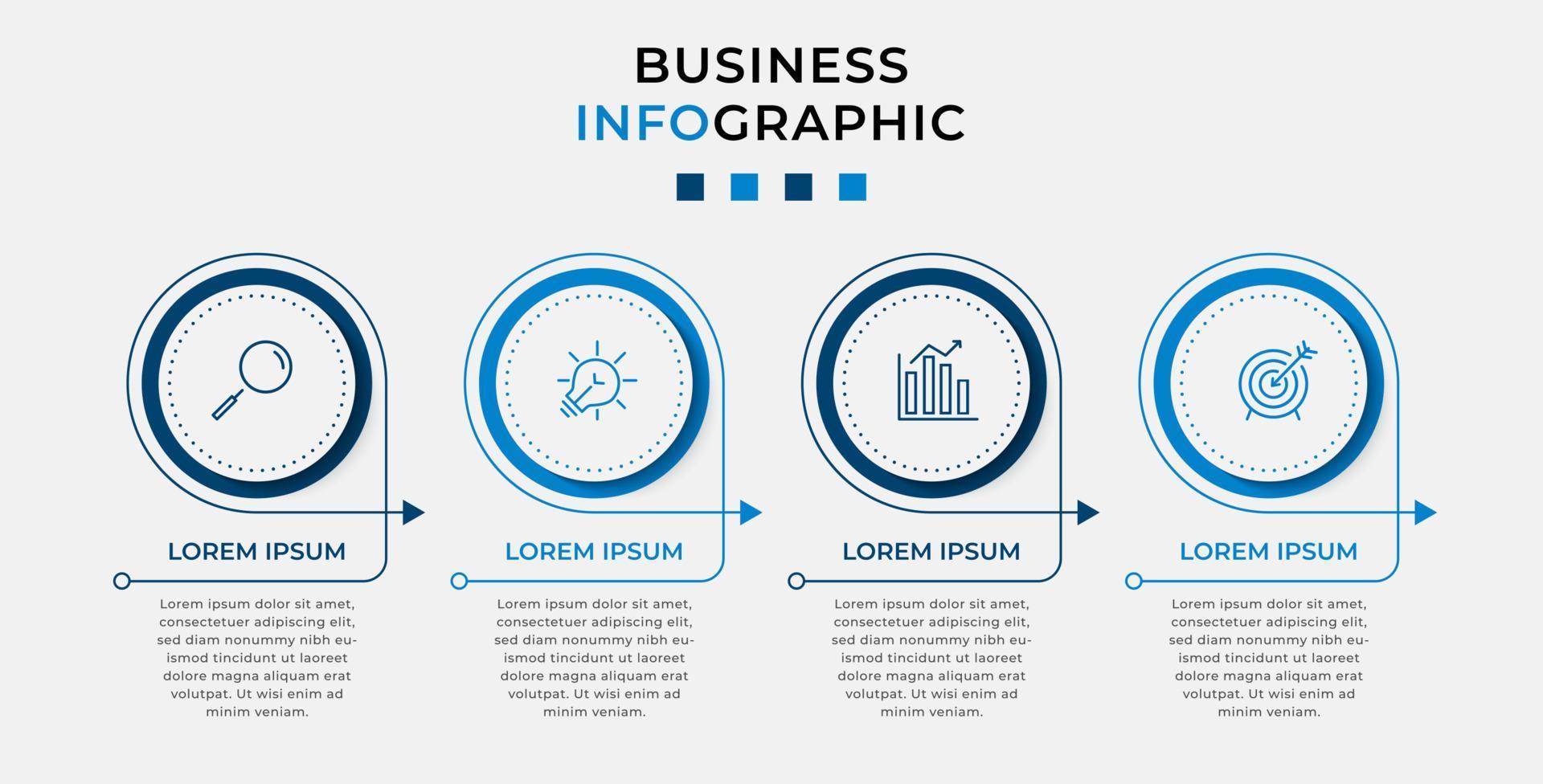 Vector Infographic design business template with icons and 4 options or steps. Can be used for process diagram, presentations, workflow layout, banner, flow chart, info graph