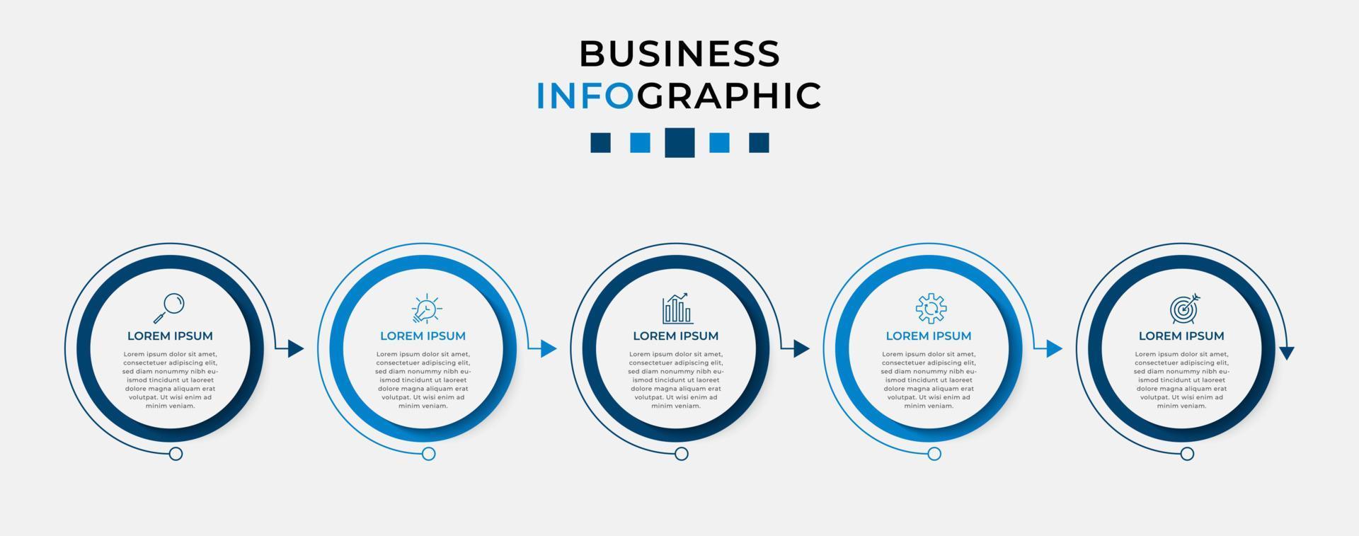 Vector Infographic design business template with icons and 5 options or steps. Can be used for process diagram, presentations, workflow layout, banner, flow chart, info graph