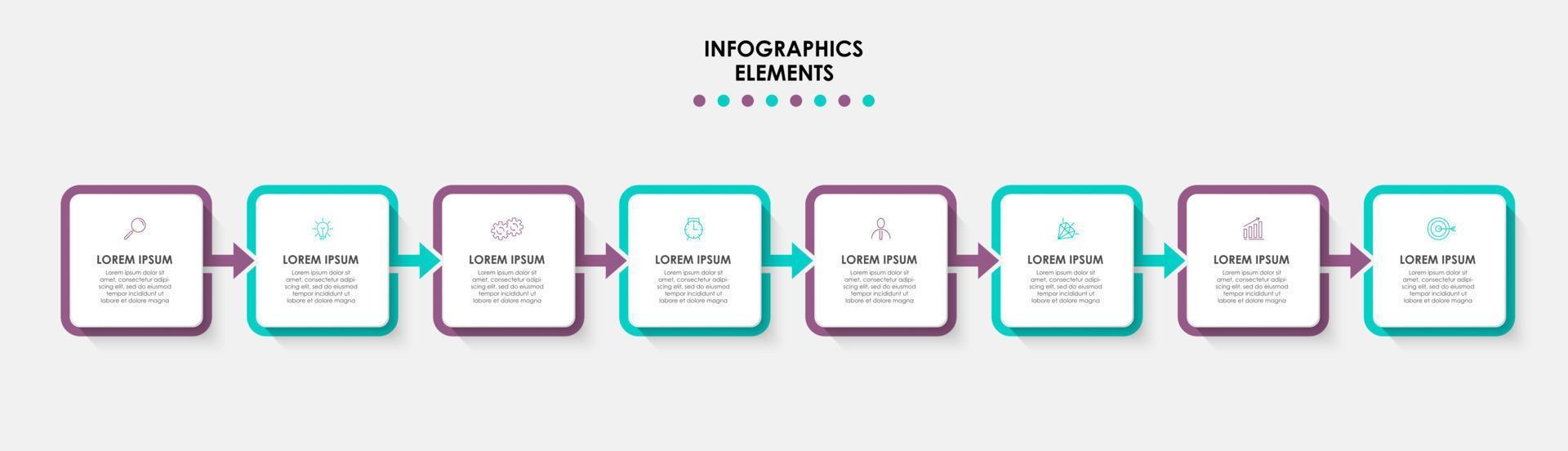 Vector Infographic design business template with icons and 8 options or steps. Can be used for process diagram, presentations, workflow layout, banner, flow chart, info graph