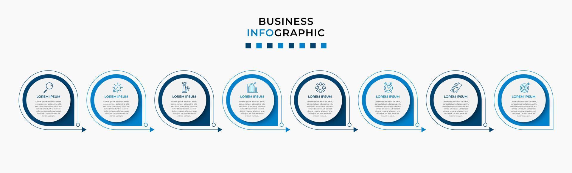 Vector Infographic design business template with icons and 8 options or steps. Can be used for process diagram, presentations, workflow layout, banner, flow chart, info graph