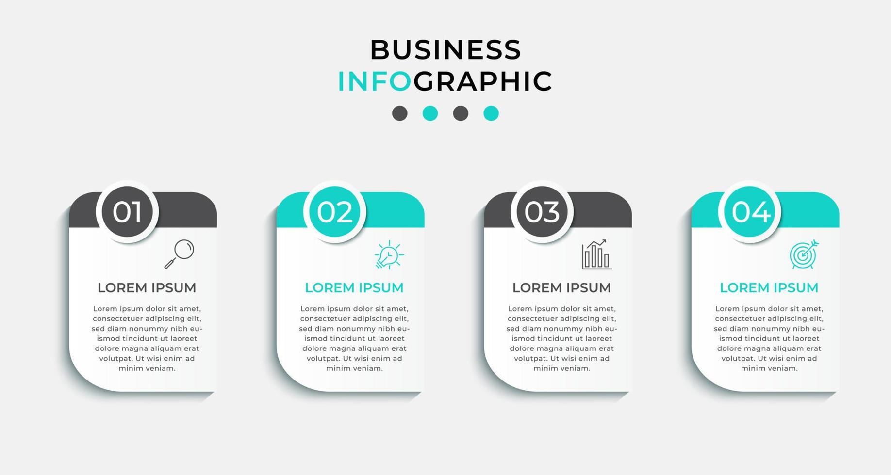 Vector Infographic design business template with icons and 4 options or steps. Can be used for process diagram, presentations, workflow layout, banner, flow chart, info graph