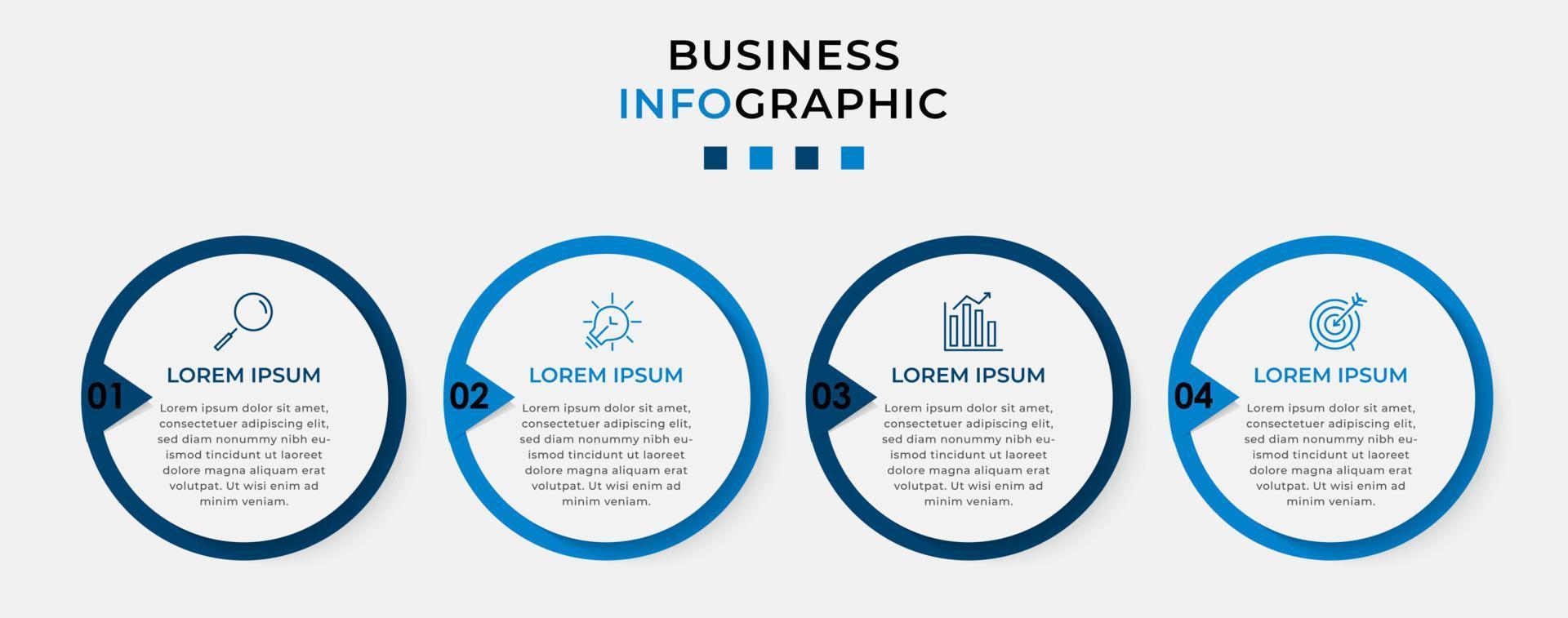 Vector Infographic design business template with icons and 4 options or steps. Can be used for process diagram, presentations, workflow layout, banner, flow chart, info graph