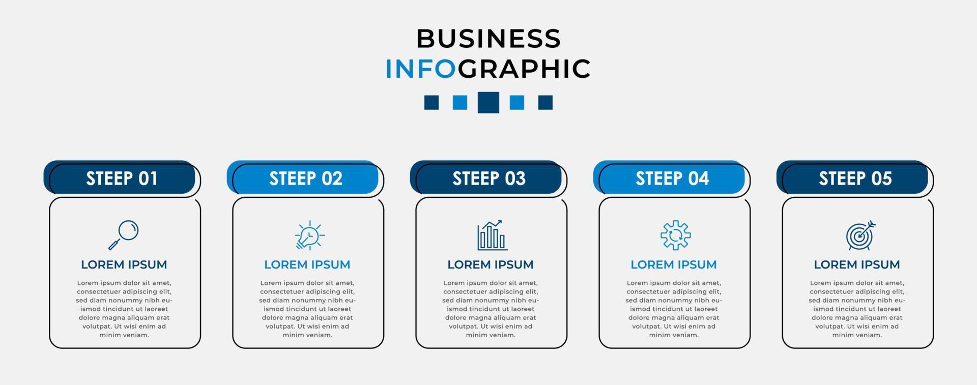 Vector Infographic design business template with icons and 5 options or steps. Can be used for process diagram, presentations, workflow layout, banner, flow chart, info graph