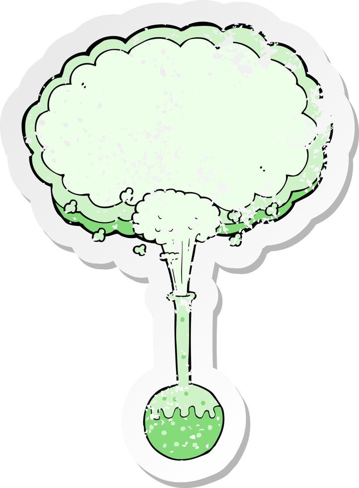 retro distressed sticker of a cartoon science experiment vector
