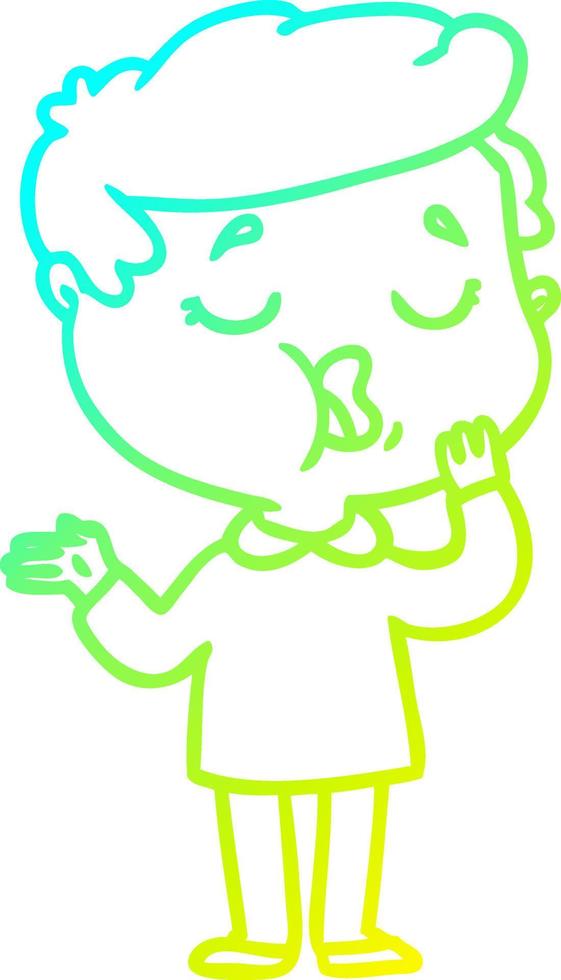 cold gradient line drawing cartoon man talking vector