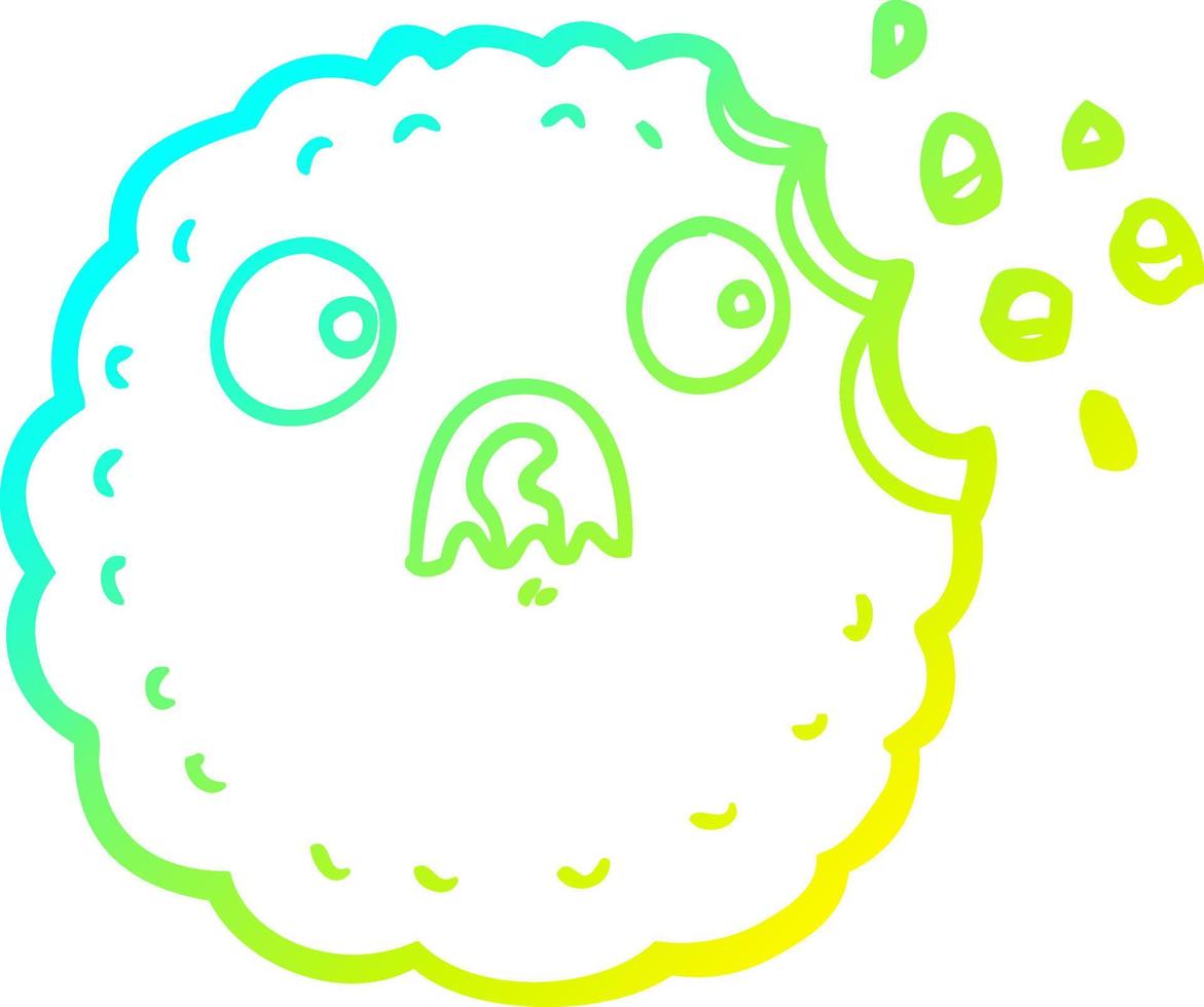 cold gradient line drawing frightened cookie cartoon vector