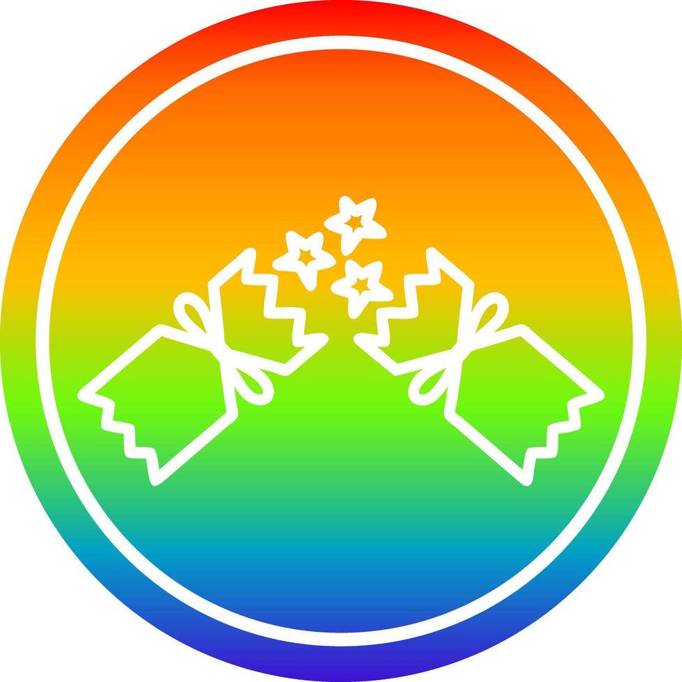 exploding christmas cracker circular in rainbow spectrum vector