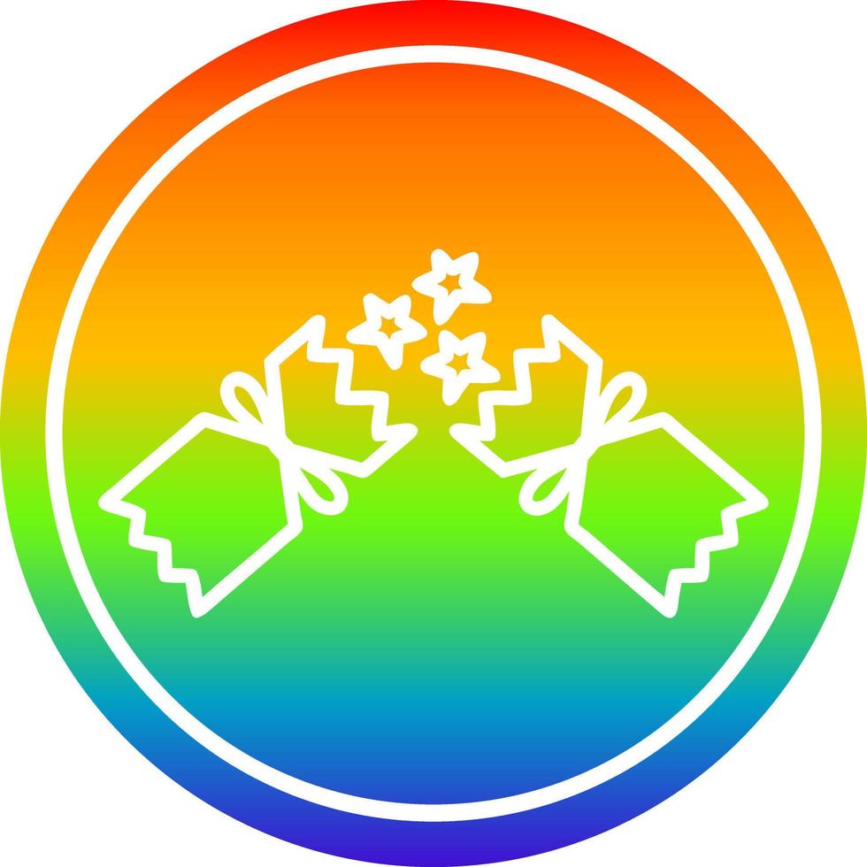 exploding christmas cracker circular in rainbow spectrum vector