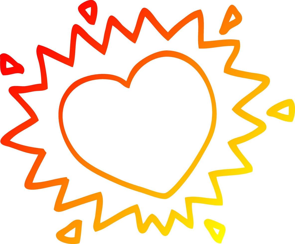 warm gradient line drawing cartoon love heart vector