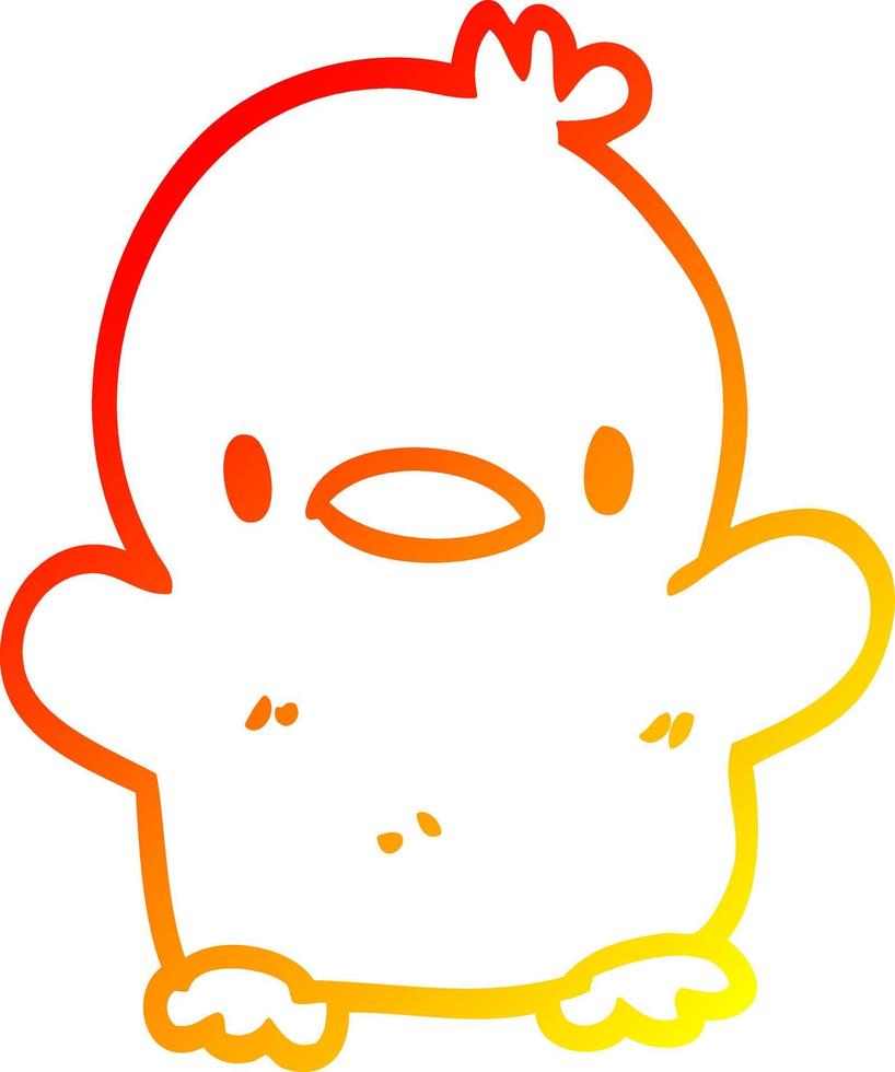 warm gradient line drawing cartoon baby duck vector