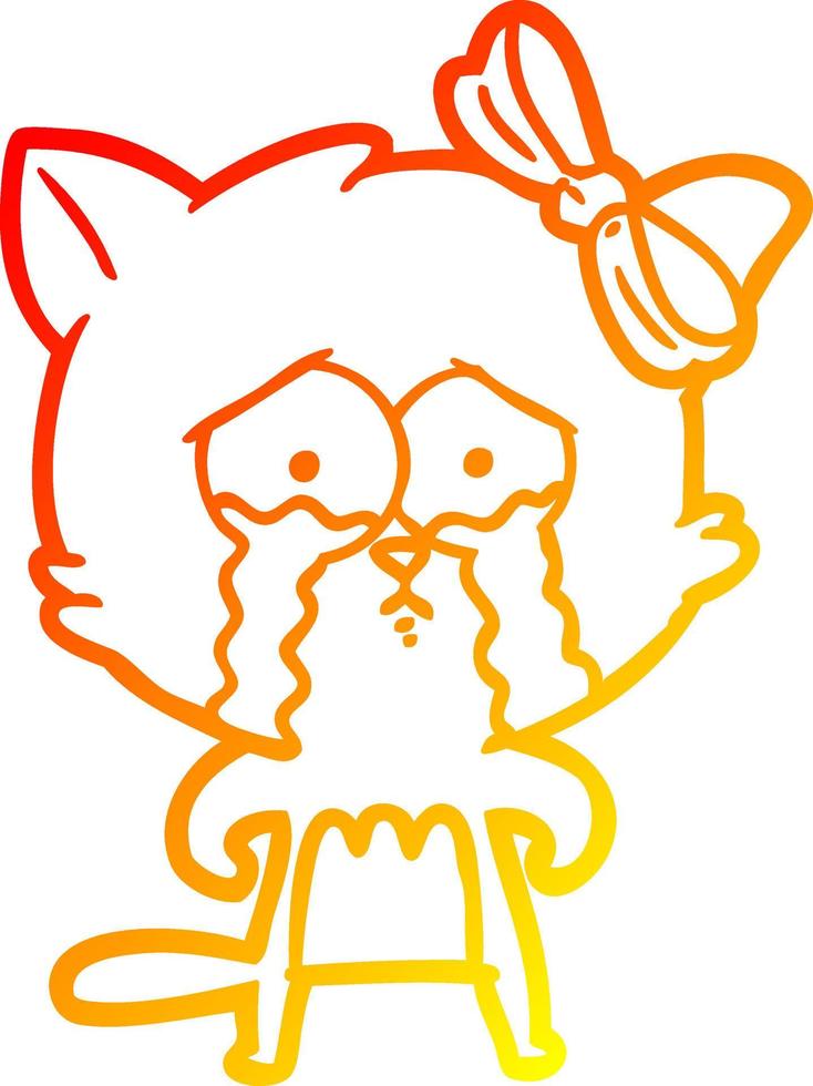 warm gradient line drawing cartoon cat vector