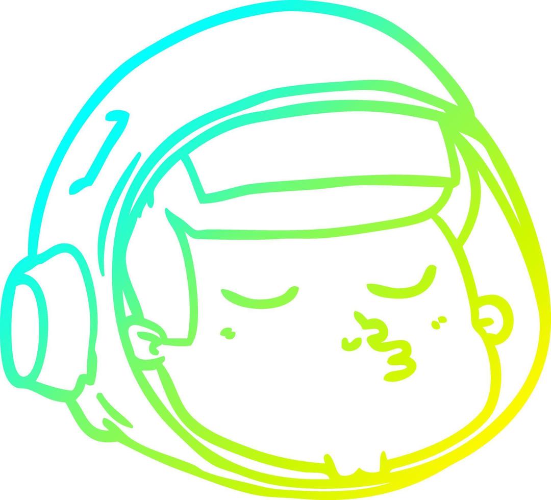 cold gradient line drawing cartoon astronaut face vector