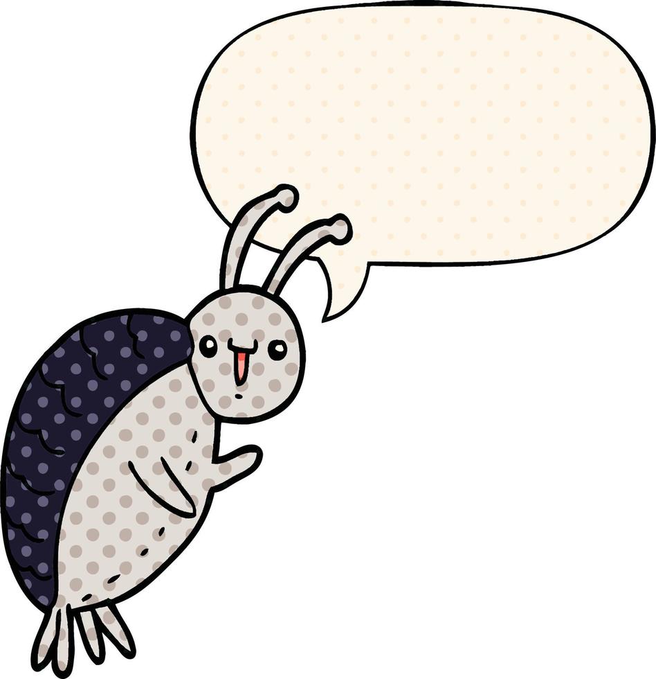 cartoon beetle and speech bubble in comic book style vector