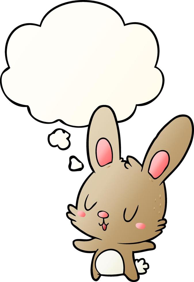 cute cartoon rabbit and thought bubble in smooth gradient style vector
