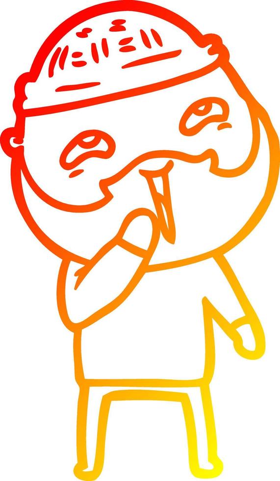 warm gradient line drawing cartoon happy bearded man vector