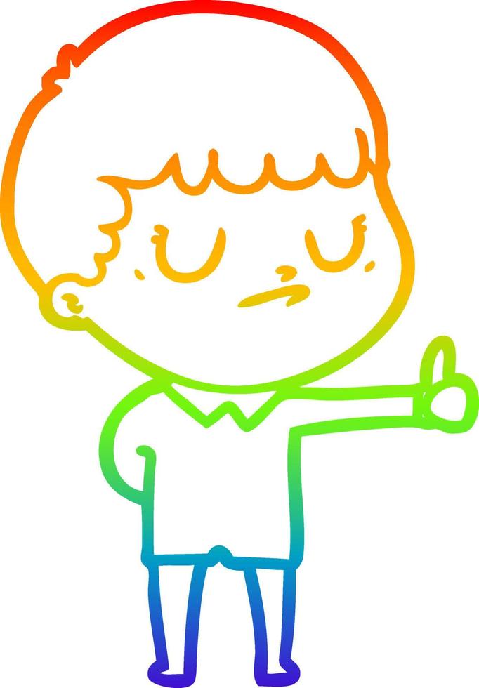 rainbow gradient line drawing cartoon grumpy boy vector