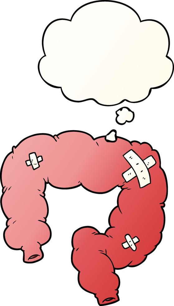 cartoon colon and thought bubble in smooth gradient style vector