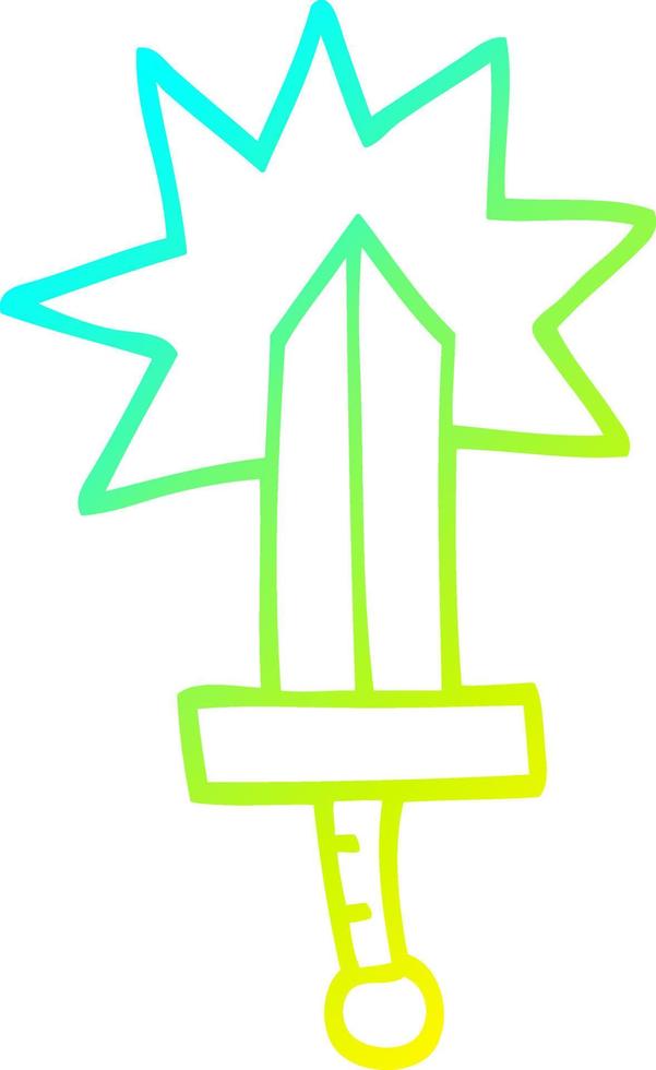 cold gradient line drawing cartoon sword vector