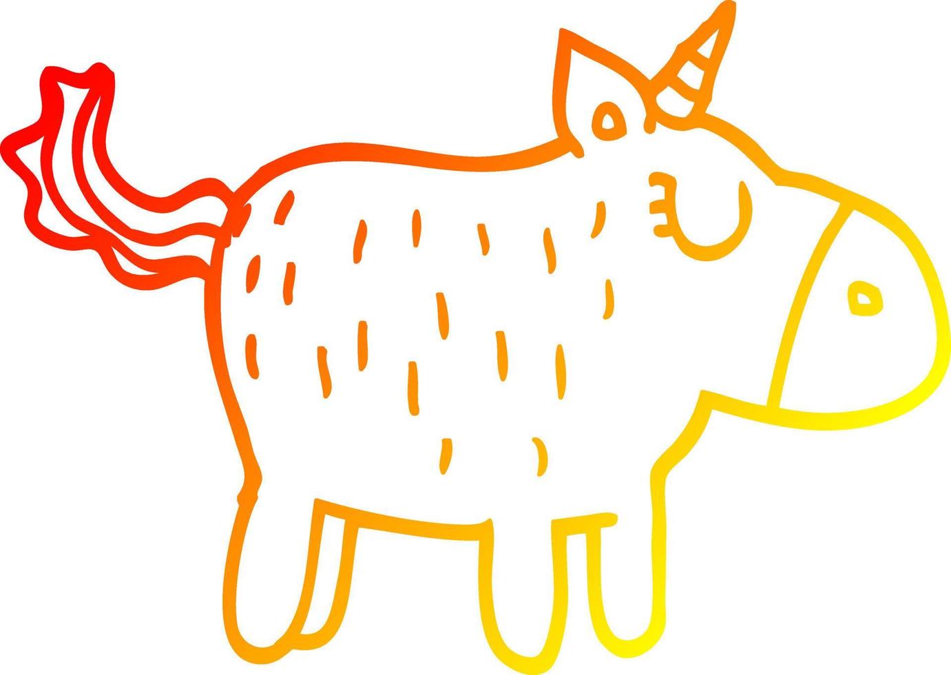 warm gradient line drawing cartoon cute unicorn vector